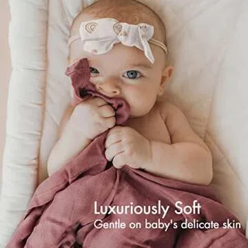 Papablic Muslin Swaddle Blankets, 3-Pack Soft Silky Swaddle Blankets for Boys and Girls, Cotton Receiving Blanket with 1 Hair Bows, Solid Color/Rainbows, Large 47 x 47 inches