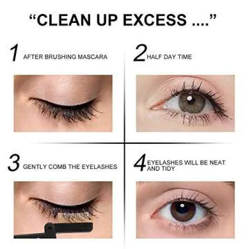 DUcare Eyelash Comb Separator Eyelashes Eyebrow Mascara Brush Applicator Eyelash Definer With Comb Cover Cosmetic Brushes Tool (Black)