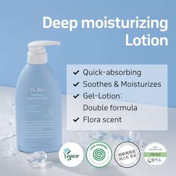 Dr.Bio Soothing Moisture Lotion, Hydrating, Lightweight Korean Body Lotion for Sensitive Skin & Dry ...