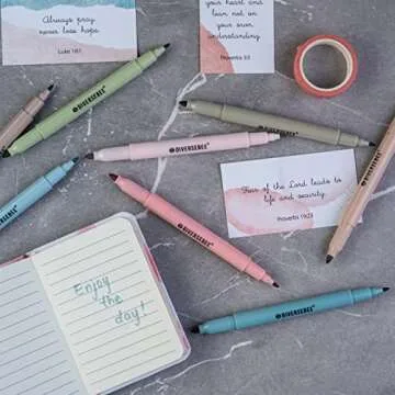 DIVERSEBEE Dual Tip Bible Highlighters and Pens No Bleed, 8 Pack Assorted Colors Quick Dry Highlighters Set, Cute Markers, Bible Study Journaling School Office Supplies, Bible Accessories (Earthy)
