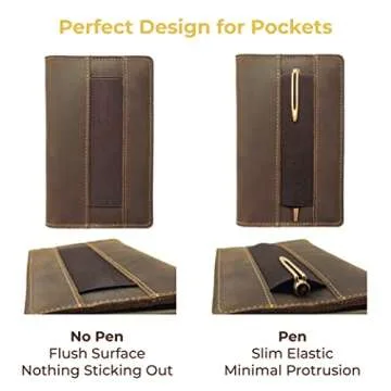 Leather Field Notes Cover For Moleskine Cahier Notebook, Handmade Leather Notebook Cover for Small Notepad 3.5" x 5.5", Pocket Field Note Wallet & Pen Holder + Field Note Booklet