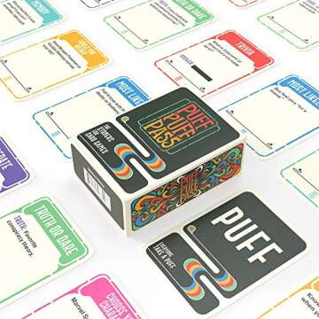 Puff Puff Pass: The Card Game for Stoners w/ 109 Hilarious Trivia, Conversation Starters, Would You Rathers, and More.