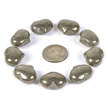 Justinstones Natural Pyrite Gemstone Healing Crystal 1 inch Mini Puffy Heart Pocket Stone Iron Gift ...