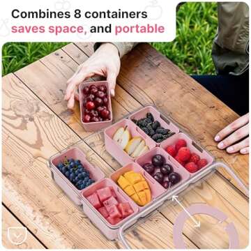 UnityProtect Snackle Box Container with Lid & Handle – Portable Snacklebox and Divided Snack Organ...