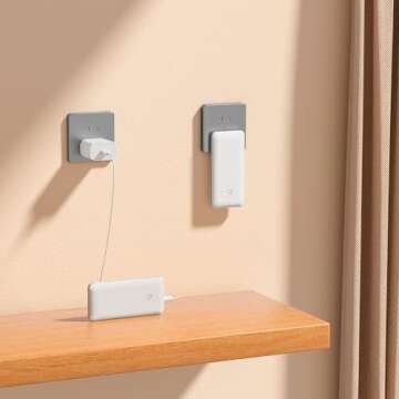 Q 10000mAh Power Bank, Slim Portable Charger,4 Output External Battery Pack with Built-in AC Wall Plug Micro USB C 3 Cables Compatible with iPhone Samsung Android Phone Tablet and More