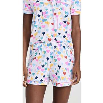 Roller Rabbit Women's X Kerri Rosenthal Starry Starry Love Polo Pajama Set, White, XL