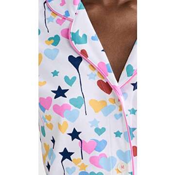 Roller Rabbit Women's X Kerri Rosenthal Starry Starry Love Polo Pajama Set, White, XL