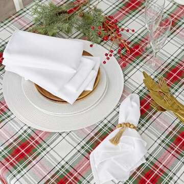 DII Tartan Plaid Collection Holiday Dining Table & Kitchen Décor, Rectangle Christmas Tablecloth, 60x84, Red, Green & White
