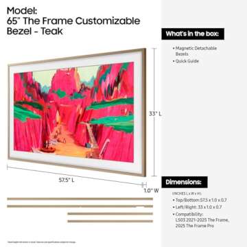 Samsung 65” The Frame Customizable Bezel (2025 Model), Magnetic, Quick and Easy Installation, VG-S...