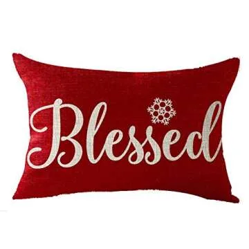 FELENIW Set of 4 Snowflake Blessed Believe Let It Snow Decorative Throw Pillow Cover