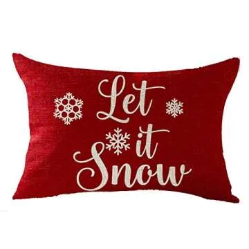 FELENIW Set of 4 Snowflake Blessed Believe Let It Snow Decorative Throw Pillow Cover