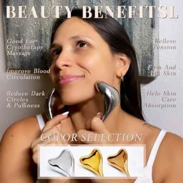 Hair trends 2-in-1 Gua Sha Cryo Sticks for Face & Eyes Puffiness Relief, Stainless Steel Facial Ice Globes in Ergonomic Massaging Shape, Cooling Globes Facial Esthetician Supplies w/Carry Case