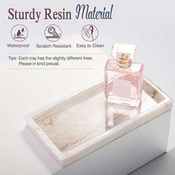 Emibele Jewelry Organizer Resin Tray, Bathroom Kitchen Dresser Vanity Tray Jewelry Dish Ring Cosmeti...