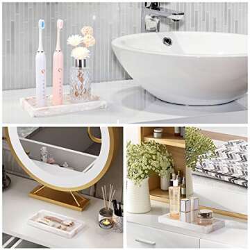 Emibele Jewelry Organizer Resin Tray, Bathroom Kitchen Dresser Vanity Tray Jewelry Dish Ring Cosmetic Organizer for Candle Perfume Soap Shampoo Small Plant Home Decor, Mini Size - Ink Khaki