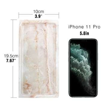 Emibele Jewelry Organizer Resin Tray, Bathroom Kitchen Dresser Vanity Tray Jewelry Dish Ring Cosmetic Organizer for Candle Perfume Soap Shampoo Small Plant Home Decor, Mini Size - Ink Khaki