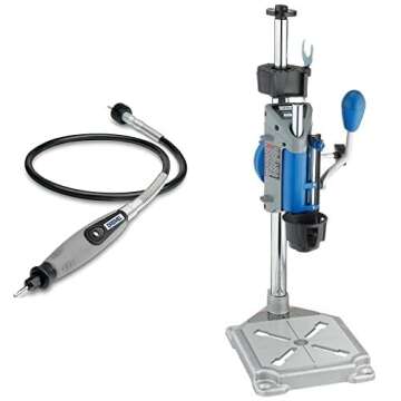 Dremel 225 Flex Shaft Rotary Tool Attachment with Comfort Grip and 220-01 Drill Press Rotary Tool Wo...