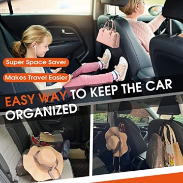 LANVRION Car Headrest Hooks for Purses and Bags, Upgraded 2 in 1 Cars Back Seat Head Rest Hanger Vehicle Leather Organizer Storage Holder Hook Matching Cars Interior, 1-Pack, Beige