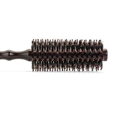 Round Styling Hair Brush - 1.75 Inch Diameter - Boar + Nylon Bristles for Blow Drying, Curling, and Styling Hair - Natural Wooden Handle for Women and Men