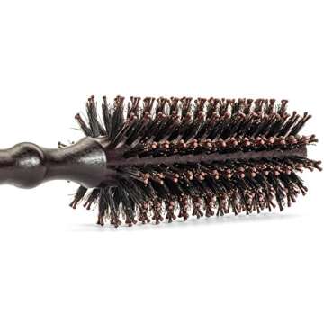 Round Styling Hair Brush - 1.75 Inch Diameter - Boar + Nylon Bristles for Blow Drying, Curling, and Styling Hair - Natural Wooden Handle for Women and Men
