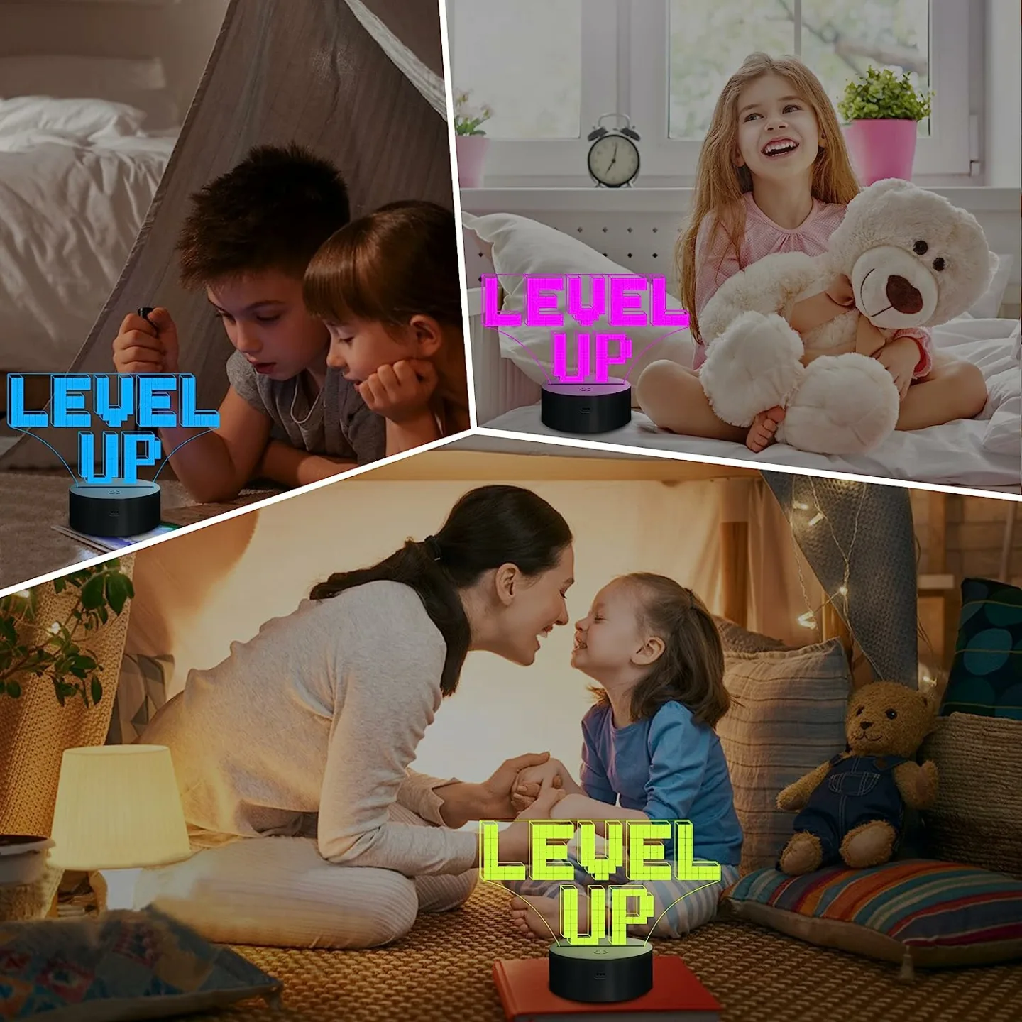 Pixel Game 3D Night Light for Kids with Remote