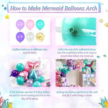 LaVenty 124 PCS Under the Sea Balloons Under the Sea Backdrop for Under the Sea Mermaid Birthday Decoration Under the Sea Baby Shower Bachelorette Party