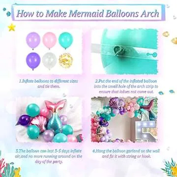LaVenty 124 PCS Under the Sea Balloons Under the Sea Backdrop for Under the Sea Mermaid Birthday Decoration Under the Sea Baby Shower Bachelorette Party