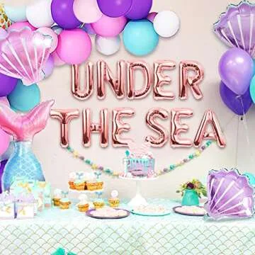 LaVenty 124 PCS Under the Sea Balloons Under the Sea Backdrop for Under the Sea Mermaid Birthday Decoration Under the Sea Baby Shower Bachelorette Party