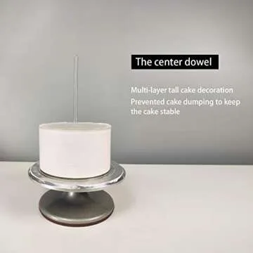 EAMATE Acrylic Round Cake Discs Set - Buttercream Cake Decorating Tools with 4 Round Discs (2 Each of 6.25” and 8.25”), 2 Icing Scraper and 2 Center Dowel - for Serving Bake Goods