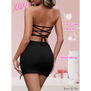 Kaei&Shi 2000s Sexy Mini Skirt Set for Parties