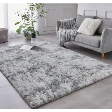 TABAYON Shag Area Rug, 4'x6' Tie-Dyed Light Grey Indoor Ultra Soft Plush Rugs for Living Room, Non-S...