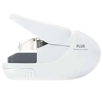 Plus Paper Clinch Compact Staple-Free Stapler, Ivory White