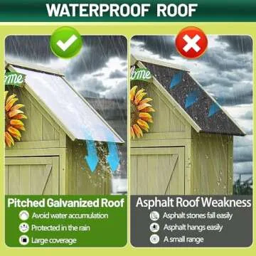 FTCBNet Outdoor Storage Cabinet Waterproof Galvanized Roof,Tall Large Wooden Shed with Adjustable Shelves Lockable Storage Box for Tool 31''D*21''W*70''H (03-Green)