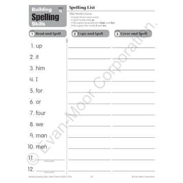 Evan-Moor Building Spelling Skills, Grade 2 - Homeschooling & Classroom Resource Workbook, Reproducible Worksheets, Teaching Edition, Spelling Strategies, Reading and Writing Skills