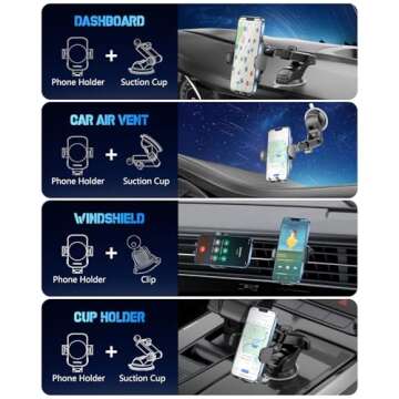 Fast Wireless Car Charger & Holder 3-in-1 Mount