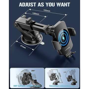 Fast Wireless Car Charger & Holder 3-in-1 Mount