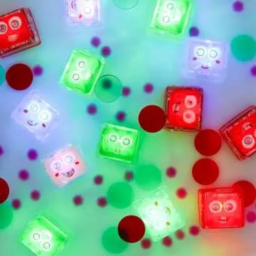 Glo Pals Water-Activated Light-Up Cubes Bundle for Sensory Play – 12 Pack (Holly Jolly)