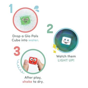 Glo Pals Water-Activated Light-Up Cubes Bundle for Sensory Play – 12 Pack (Holly Jolly)