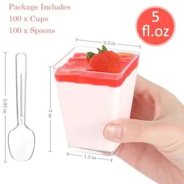 Premium Clear Dessert Cups - 100 Count for Events
