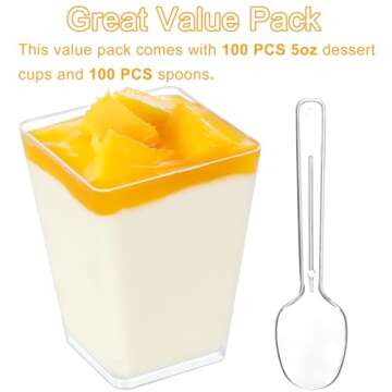 Premium Clear Dessert Cups - 100 Count for Events