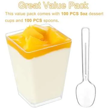 Premium Clear Dessert Cups - 100 Count for Events
