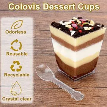 Premium Clear Dessert Cups - 100 Count for Events