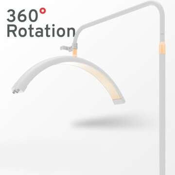 LED Floor Lamp Half Moon for Beauty and Content Creation: Ideal for Lash Extension, Skincare, Eyebrows, Tattoo, Filming White