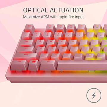 Razer Huntsman Gaming Keyboard: Fastest Keyboard Switches Ever - Clicky Optical Switches - Customizable Chroma RGB Lighting - Programmable Macro Functionality - Quartz Pink