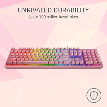 Razer Huntsman Gaming Keyboard: Fastest Keyboard Switches Ever - Clicky Optical Switches - Customizable Chroma RGB Lighting - Programmable Macro Functionality - Quartz Pink