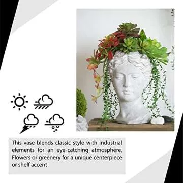 Large Visage Cement Vase for Stylish Decor