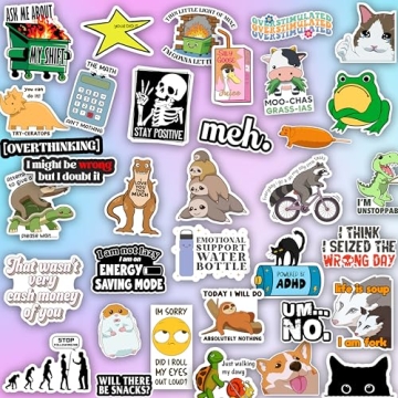 225PCS Funny Holographic Stickers - Waterproof Meme Decals
