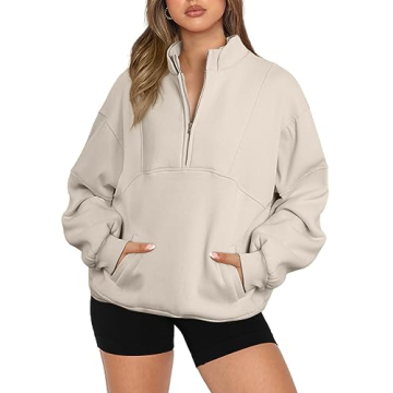 Stylish BLENCOT Half Zip Oversized Sweatshirt for Women