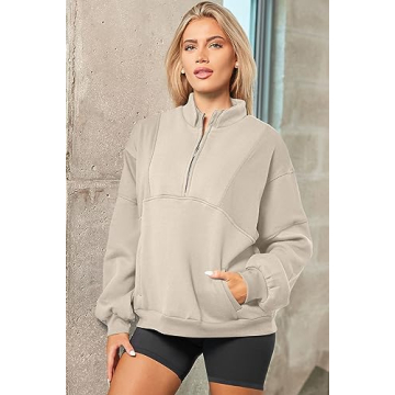 Stylish BLENCOT Half Zip Oversized Sweatshirt for Women