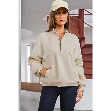 Stylish BLENCOT Half Zip Oversized Sweatshirt for Women