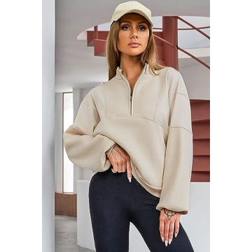 Stylish BLENCOT Half Zip Oversized Sweatshirt for Women